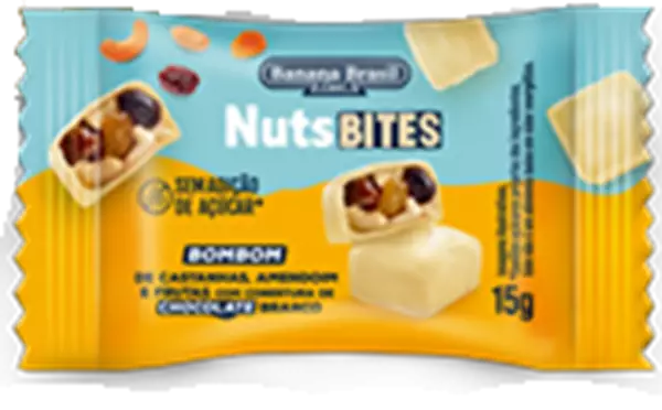 Imagem de Bombom de castanhas, amendoim e frutas com cobertura de chocolate branco 15g - Nuts Bites