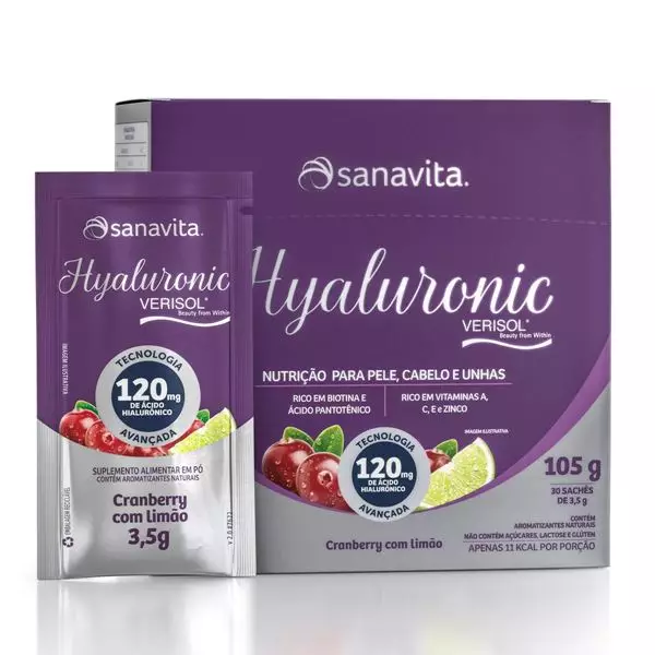 Imagem de Hyaluronic Verisol Cramberry com Limão 30 sachês de 3,5g - Sanavita