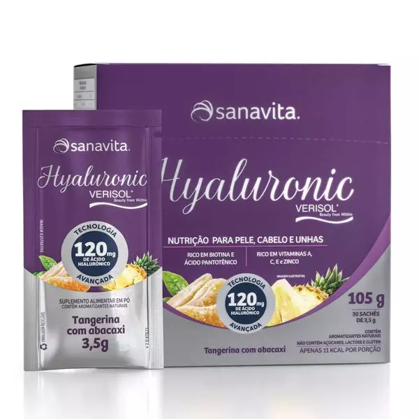 Imagem de Hyaluronic Verisol Tangerina com Abacaxi 30 sachês de 3,5g - Sanavita